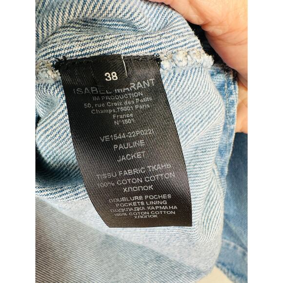 NWT Isabel Marant Medium Wash Pauline Snap Front Denim Jean Jacket 38 / M - Picture 12 of 13